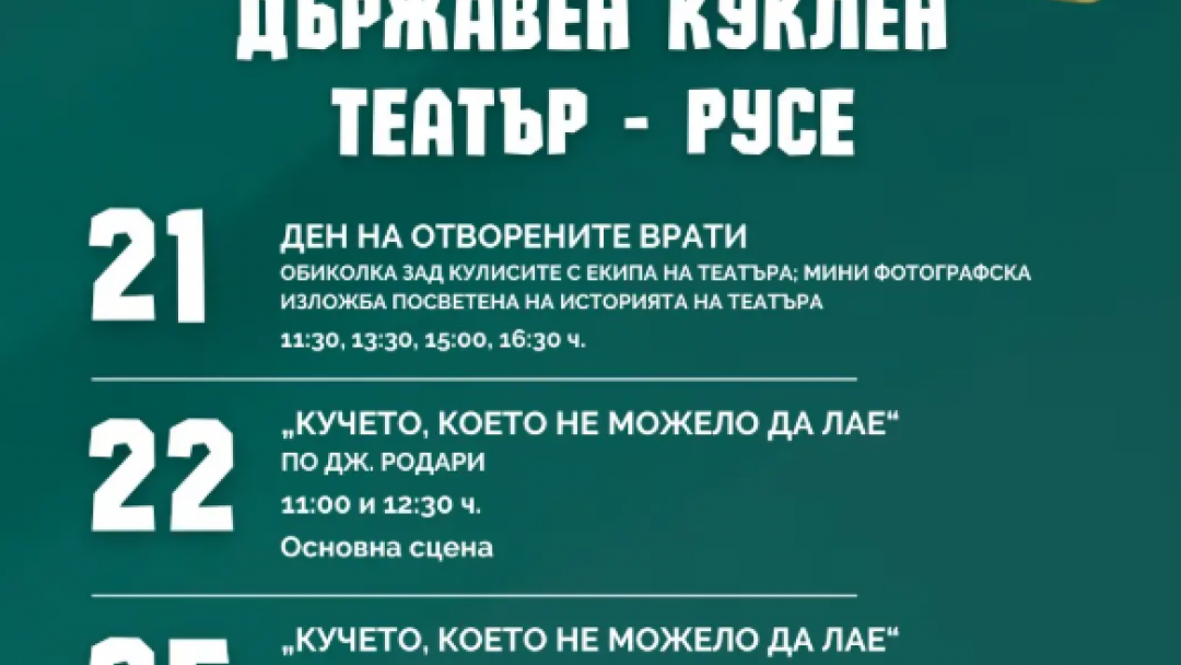 Ден на отворените врати в Куклен театър – Русе - Спектакъл „Кучето, което не можело да лае“